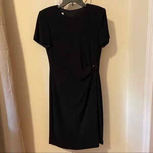 Belted Black Midi Dress